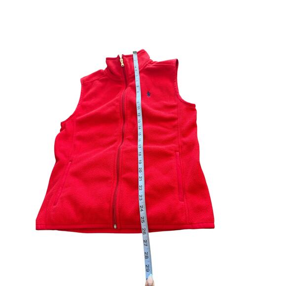 Ralph Lauren Polo Golf Fleece Vest Men's Red Sleeveless Outdoor Full Zip Medium - Picture 10 of 10